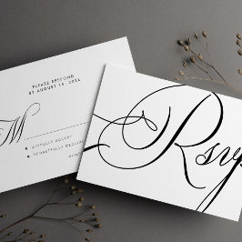 Cartão RSVP Casamento com script de caligrafia moderno elegant