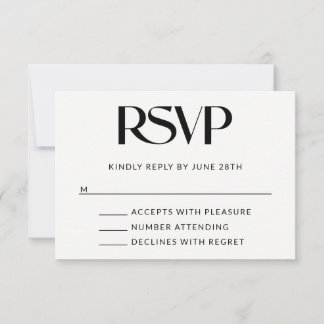 Cartão RSVP Casamento com Serif Decorativo Preto