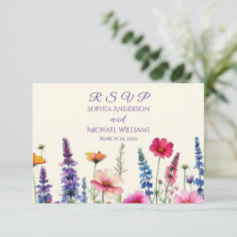 Cartão RSVP Casamento com Sinfonia de Flores Selvagens