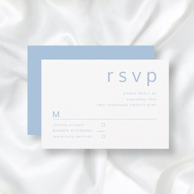 Cartão RSVP Casamento com Tipografia Azul Elegante (Criador carregado)