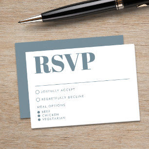 Cartão RSVP Casamento com Tipografia Azul Moderna