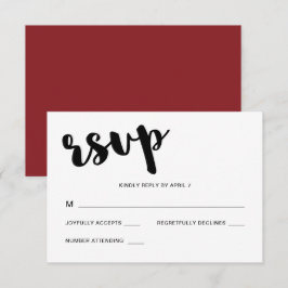 Cartão RSVP Casamento com Tipografia Cinematográfica Vermelha