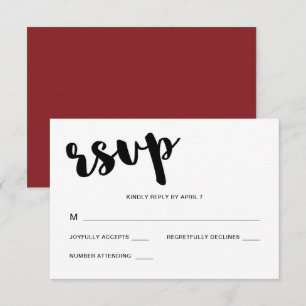 Cartão RSVP Casamento com Tipografia Cinematográfica Vermelha
