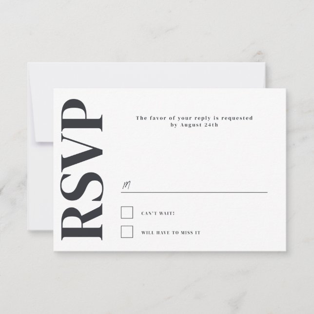 Cartão RSVP Casamento com Tipografia de Belmont (Frente)