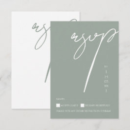 Cartão RSVP Casamento com Tipografia de Sage Verde Minimalista
