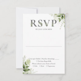 Cartão RSVP Casamento com Tipografia Floral Greenery
