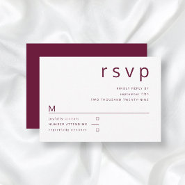 Cartão RSVP Casamento com Tipografia Minimalista em Vermelho B