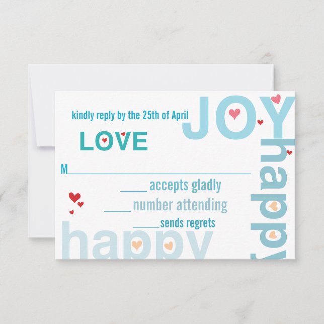 Cartão RSVP Casamento com Tipografia Moderna Azul (Frente)