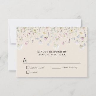 Cartão RSVP Casamento com Tom Terroso e Aconchegante de Jardim