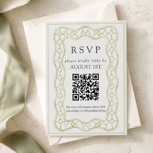 Cartão RSVP Casamento com Treliça Verde Sálvia Francesa