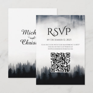 Cartão RSVP Casamento com vegetação nebulosa mínima