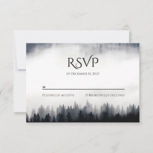 Cartão RSVP Casamento com vegetação nebulosa mínima