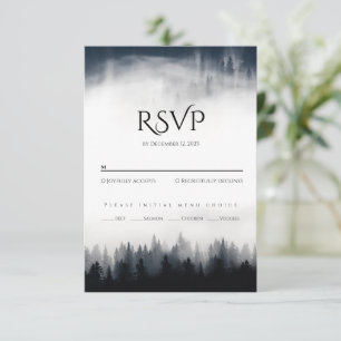 Cartão RSVP Casamento com vegetação nebulosa mínima
