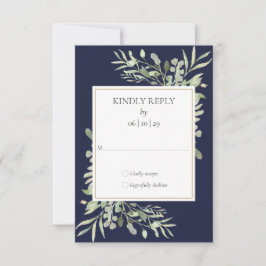 Cartão RSVP Casamento com Verde Água Marinho em Aquarela