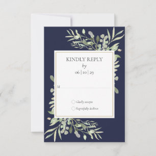 Cartão RSVP Casamento com Verde Água Marinho em Aquarela