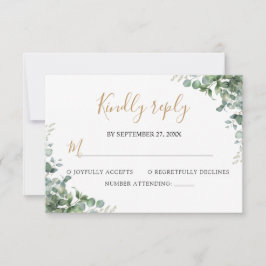 Cartão RSVP Casamento com Verde de Eucalipto Elegante