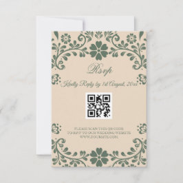 Cartão RSVP Casamento com Verde e Bege Vegetação