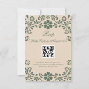 Cartão RSVP Casamento com Verde e Bege Vegetação