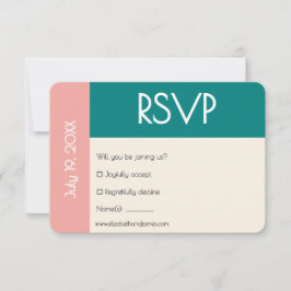 Cartão RSVP Casamento Contemporâneo Moderno Verde Água Transfo