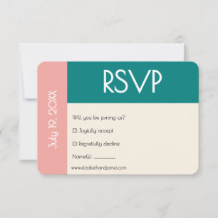 Cartão RSVP Casamento Contemporâneo Moderno Verde Água Transfo