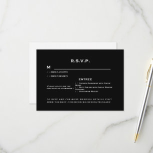 Cartão RSVP Casamento Contemporâneo Simples Preto e Branco