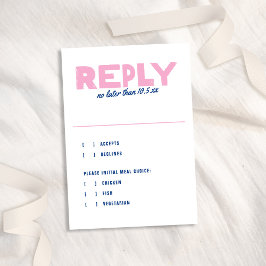 Cartão RSVP Casamento Cor Azul Cor-de-rosa Azul Tipo Moderno N