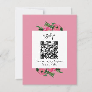 Cartão RSVP Casamento Cor de Água com Anêmona Cor de Cobra Ros
