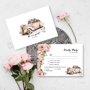 Cartão RSVP Casamento Cor-de-Rosa Blush Floral