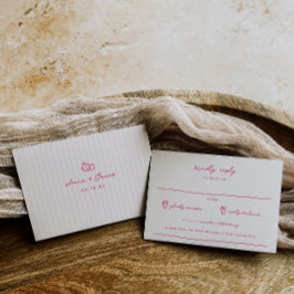 Cartão RSVP Casamento Cor-de-rosa com rabisco