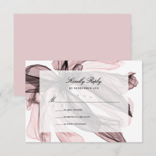 Cartão RSVP Casamento Cor-de-rosa Rosa Floral Dusty Enfumaçado
