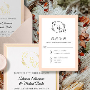 Cartão RSVP Casamento Cor-de-Rosa Simples e Elegante