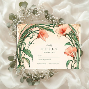 Cartão RSVP Casamento Coral Bloom