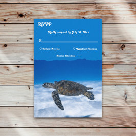 Cartão RSVP Casamento Costeiro de Tartaruga Aquática Submarina