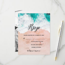 Cartão RSVP Casamento Costeiro Praia Tropical com Foto Persona