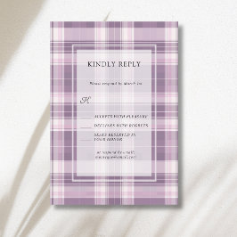 Cartão RSVP Casamento Country Xadrez Roxo Ameixa Vintage