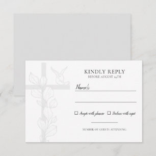 Cartão RSVP Casamento Cristão Emma Elegant Cruz e Pombas