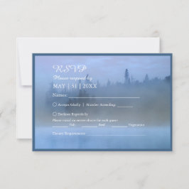 Cartão RSVP casamento da floresta azul poeirenta