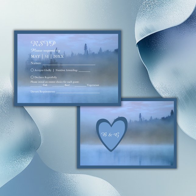 Cartão RSVP casamento da floresta azul poeirenta (Criador carregado)
