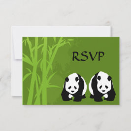 Cartão RSVP Casamento da Floresta Bambu Verde e Panda Bears Gi