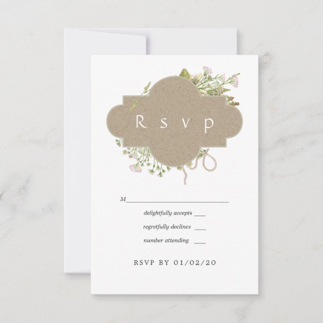 Cartão RSVP Casamento da Floresta Rustic Watercolor (Frente)
