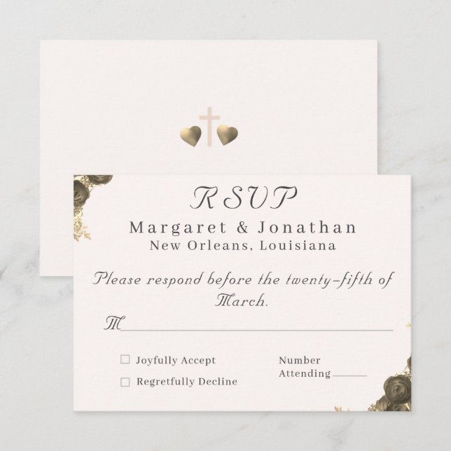Cartão RSVP Casamento da Graça Católica (Frente/Verso)