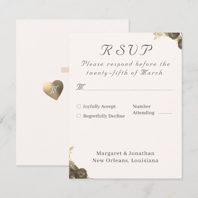 Cartão RSVP Casamento da Graça Católica (Frente/Verso)