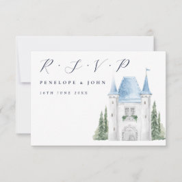 Cartão RSVP Casamento da Ilustração de Aquarela do Castelo Rom