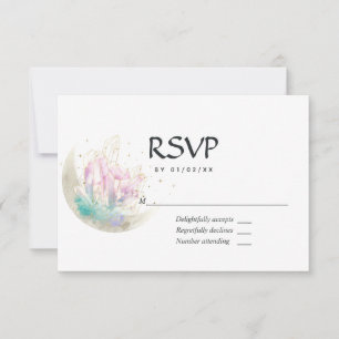 Cartão RSVP Casamento da Lua de Cristal Boho Místico
