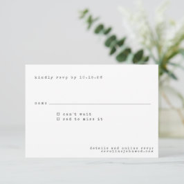 Cartão RSVP Casamento da Máquina de Digitalização Branca Retro
