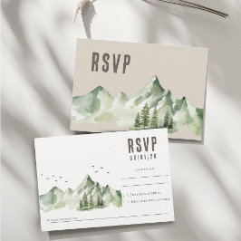 Cartão RSVP Casamento da paisagem da serena verde Elegante
