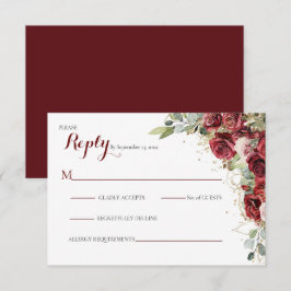 Cartão RSVP Casamento da Rosa vermelha da Noiva Azul