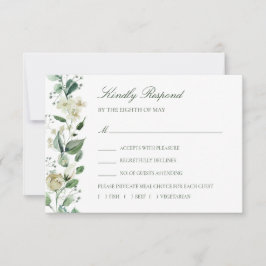 Cartão RSVP Casamento das Flores Brancas Elegantes
