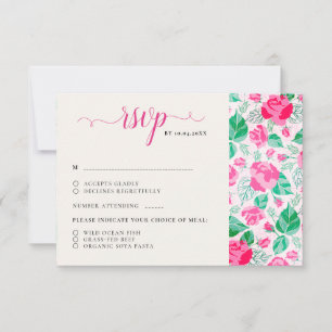Cartão RSVP Casamento das flores de Rosa verde rosa