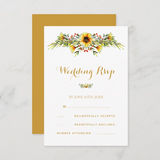 Cartão RSVP Casamento das Flores de Verão Decorativas (Frente/Verso)